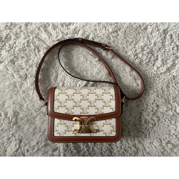 CELINE Teen Triomphe Bag in Triomphe Canvas and Calfskin - Picture 2 of 15